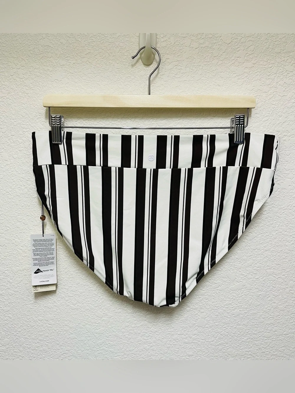CALIA Variegated Stripe & Shirred V Front Mid-Rise Swim Bottoms Women’s Size L